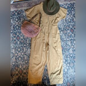 Universal Thread Khaki Short-Sleeve Utility Jumpsuit